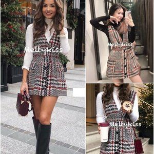 NWT ZARA POCKET PLAID PINAFORE DRESS Sz-S